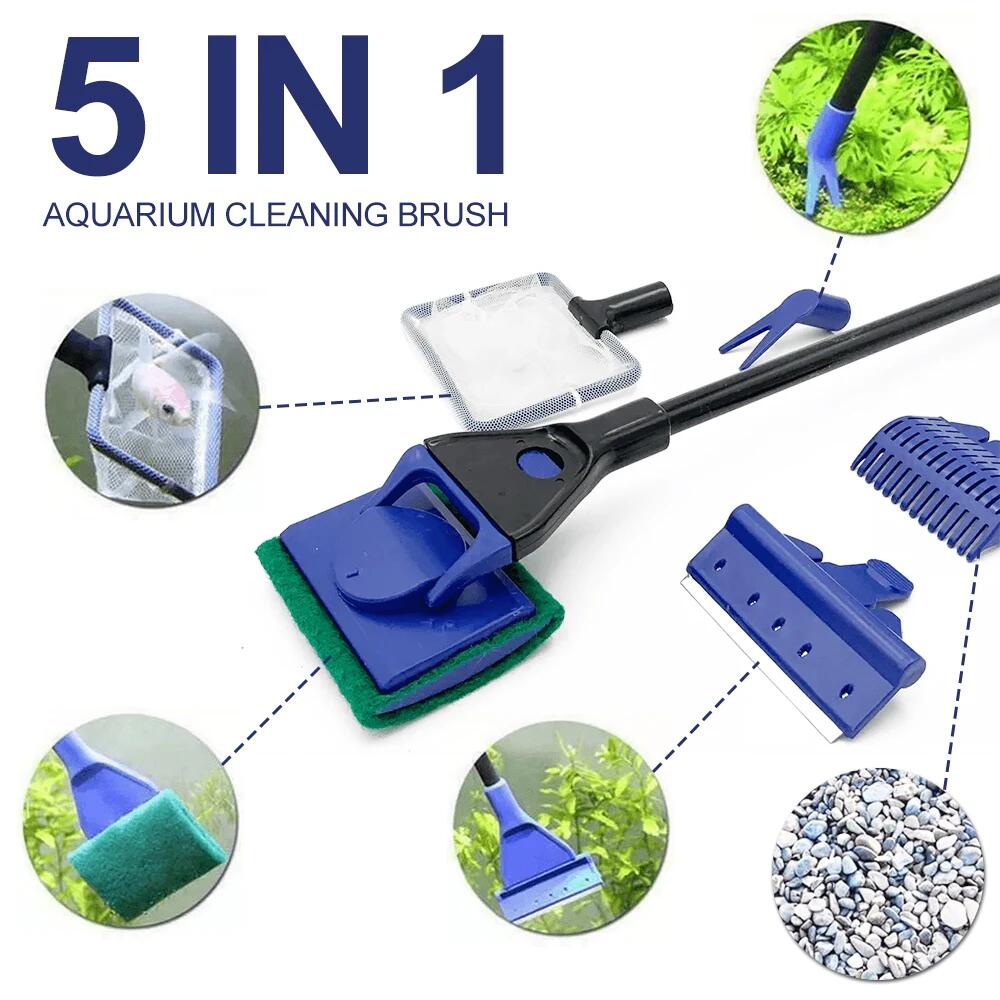 Planted Aquarium With Gravel - 5in1 Aquarium-Reinigungswerkzeug, Pflanzen, Gabel, Löffel, Netz,